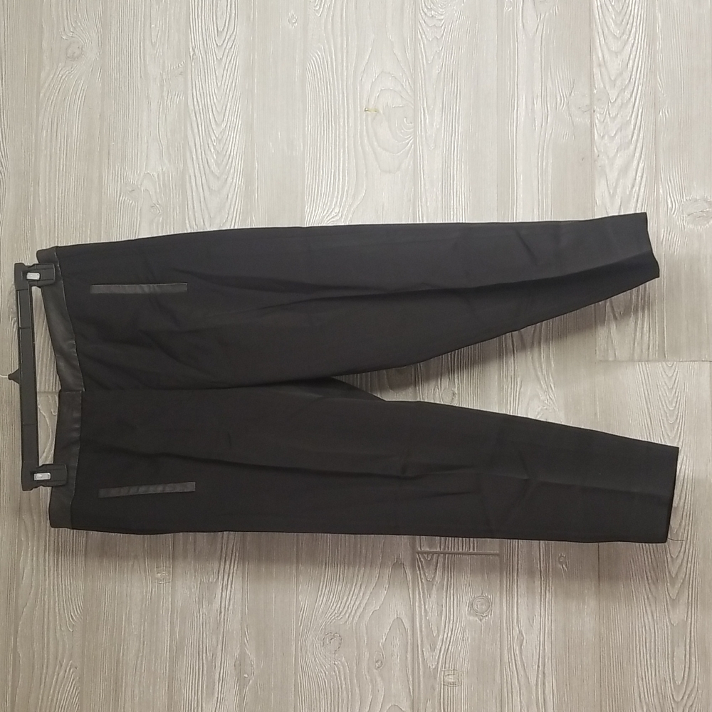 Tibi New York Straight leg crop pants with leather trim